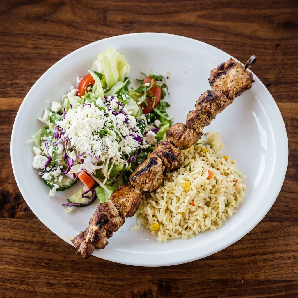Chicken souvlaki plate at Montfort Mediterranean Grill in Ancaster, Hamilton